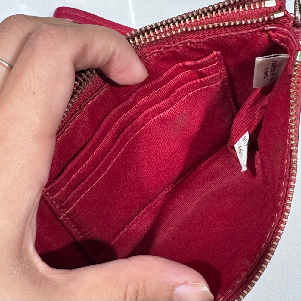 Coach • Wristlet Wallet • Red/Burgundy • Corner Zipper - Picture 14 of 15